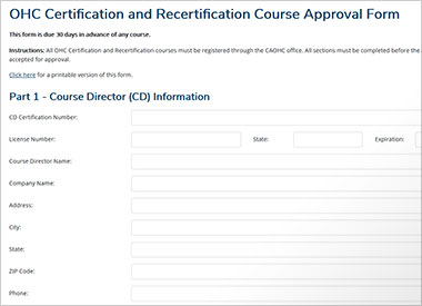 OHC Course Approval Application